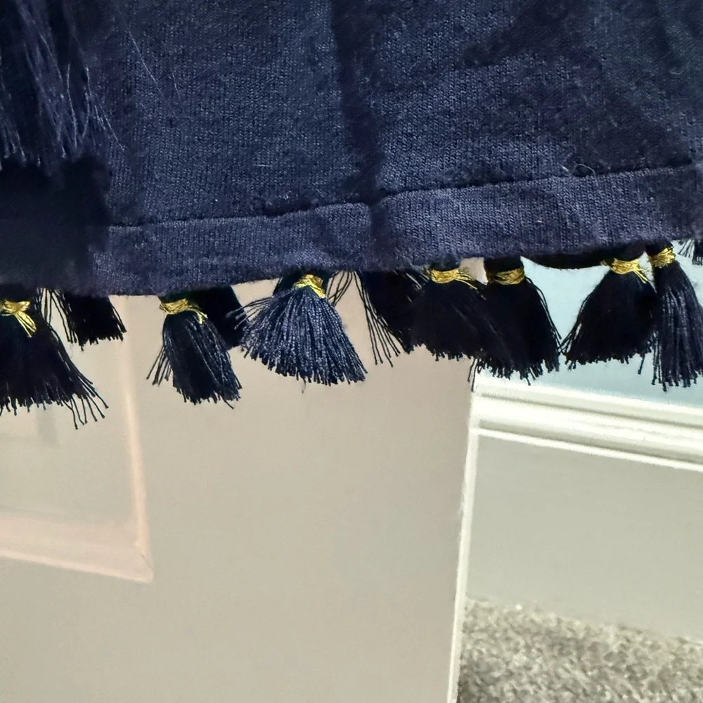 Lilly Pulitzer Navy Skirt with Tassels Size And Gold Detail Size L - Picture 2 of 5